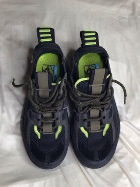 Vans Kids Black and Olive Green Lace-Up Sneakers